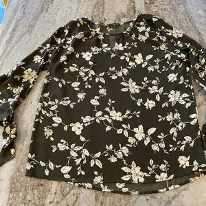 Olive green with beige floral print